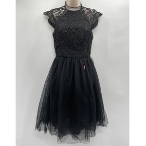 Chi Chi London Women's Belladonna A-Line Lace Tulle Dress Size UK 10